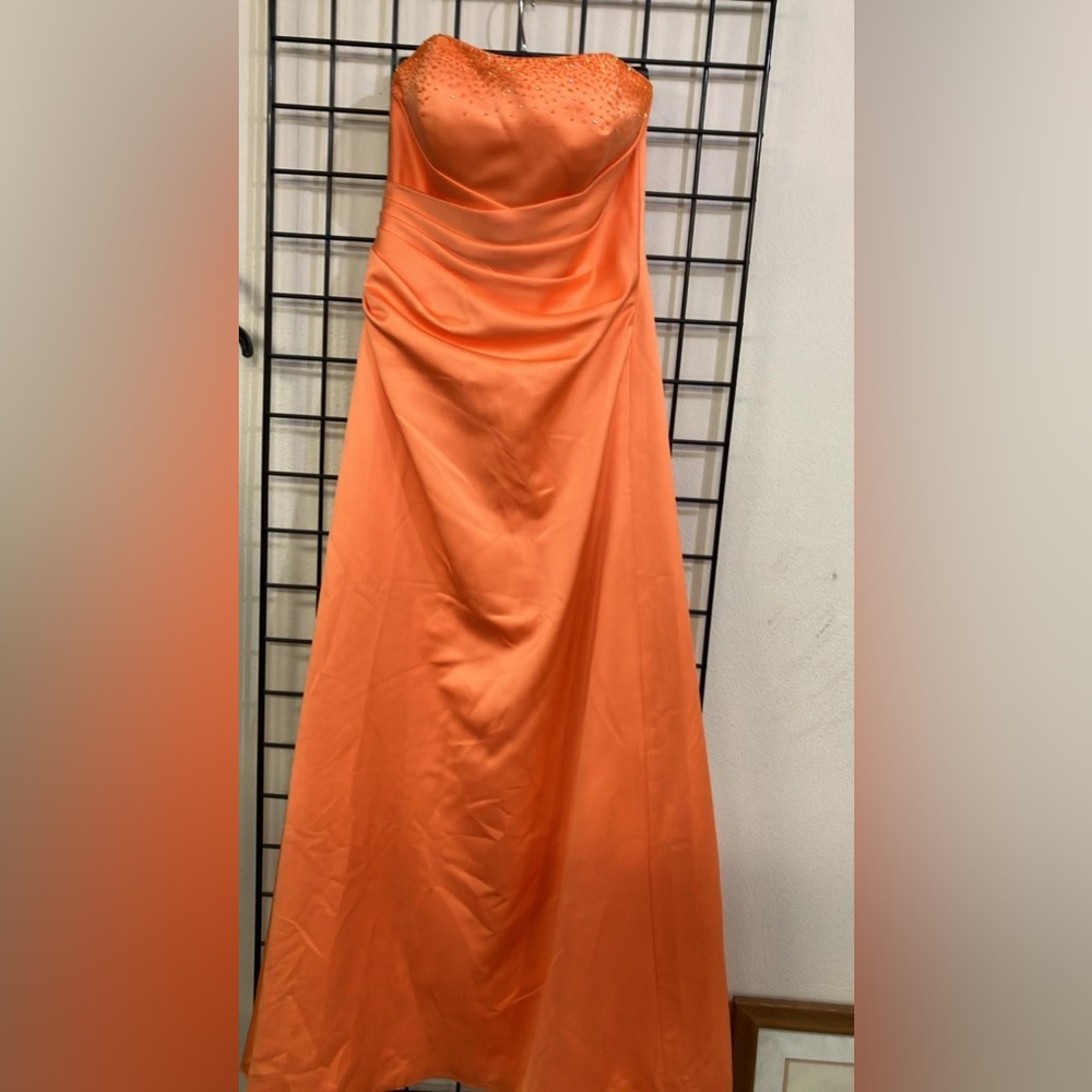 Alfred Angelo Elegant Orange Strapless Dress Size 8